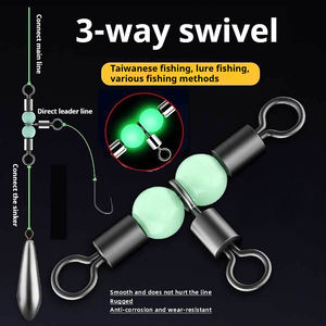 Connecteur de pêche en mer en acier inoxydable de haute qualité, émerillon à trois voies pour eau salée, émerillon croisé rotatif avec perles, 430 lb - Product Image 3