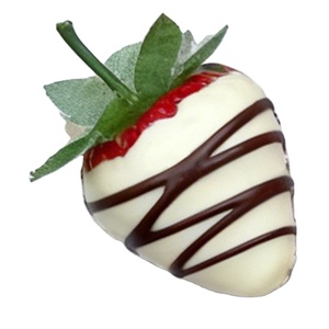 Mini Modèle Alimentaire Artificiel en Plastique Écologique à Motif Circulaire, en Forme de Fraise Entière avec Feuilles et Tiges, pour Desserts au Chocolat, Présentation et Cadeau - Product Image 1