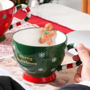 Taza de Cerámica Navideña Personalizada de Acero Inoxidable, Caja de Regalo, Linda Taza de Café con Dibujos Animados de Santa Claus y Renos, para Desayuno, Corporativa - Product Image 5