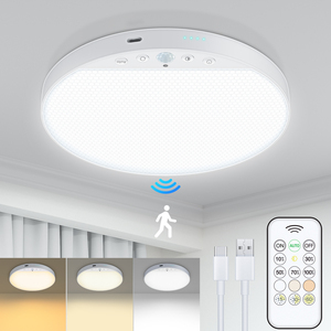 6W/8W Rechargeable <strong>Ceiling</strong> <strong>Light</strong>, 5000mAh <strong>Battery</strong>, Motion Sensor &amp; Remote Control, Dimmable for Bedroom,Corridor Indoor Use - Product Image 1