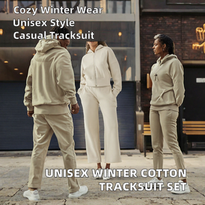 Ensemble de survêtement unisexe 2 pièces pour l'hiver, pantalon droit et sweat à capuche zippé, vêtements décontractés, personnalisation OEM - Product Image 2