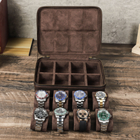Boîte de collection de luxe pour 8 montres, étui de voyage personnalisé pour montres, organisateur de montres en cuir vintage, étui de rangement en cuir Crazy Horse CF1203