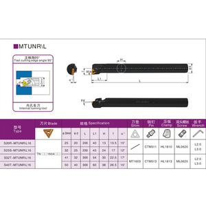 C16Q-Mtunr16 ที่จับเครื่องมือเจาะรูสามเหลี่ยมเหล็กทังสเตนสำหรับเครื่องจักรกลซีเอ็นซี - Product Image 5