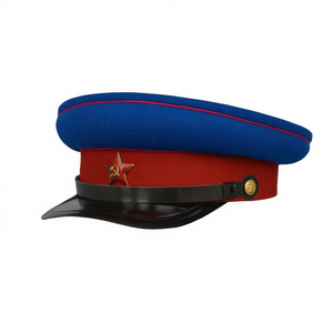 Accesorios de uniforme de alto rango, Gorra de oficial negra de lana con logotipo bordado, nueva gorra de oficial de diseño elegante con logotipo personalizado - Product Image 1