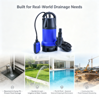 Pompe submersible portable 230V pour eaux usées avec interrupteur à flotteur automatique, personnalisable OEM, en plastique, pour eaux boueuses, pour sous-sol et jardin
