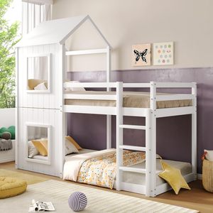 Per la camera dei bambini camera da letto mobili di fabbrica all'ingrosso 6-in-1 moderno castello di legno casa sull'albero modulare bambino bambino letto per bambini - Product Image 1
