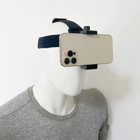 Penyangga Ponsel Headband POV, Tali Pengikat Kepala untuk Live Streaming, Rekam Video, Vlog, Dapat Disesuaikan, Handsfree, Universal, Klip Ponsel