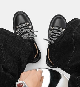 Chaussures de travail décontractées rétro à semelle épaisse sur mesure pour homme, lacets, bout rond, plateforme de 3 cm, chaussures de travail Derby pour homme - Product Image 3