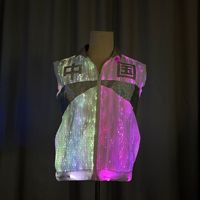 Светящиеся LED-куртки для выступлений на сцене, четыре цвета, для рейв-фестивалей, с оптоволоконной подсветкой и выключателем