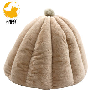 Uyku yatak mağarası yuvarlak kulübesi yarı kapalı kediler peluş kabak şekilli pamuk sıcak sevimli soğuk dayanıklı kedi veya köpek yatağı - Product Image 5