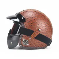 Vintage German Style Leather Motorcycle Helmets