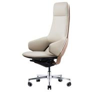 Chaise de bureau de direction de luxe à dossier haut, chaise de patron en cuir véritable avec fonction d'inclinaison