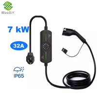 Nouveau chargeur EV portable Type 2 7KW 32A EVSE, boîte de charge IP65, chargeur AC, câble de 5 m pour véhicule électrique