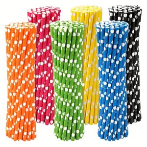 Wholesaler 100 Pack Dot Paper <b>Drinking</b> <b>Straws</b> Recyclable Multi Colored Party <b>Straw</b> Set Biodegradable Paper <b>Straws</b> <b>for</b> <b>Drinking</b> - Product Image 1