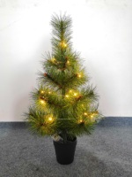 Vorbeleuchteter LED-Kiefernnadel-Kunstweihnachtsbaum Mini-Tischbaum im Topf mit Warmweißen Lichtern für Feiertagsdekoration