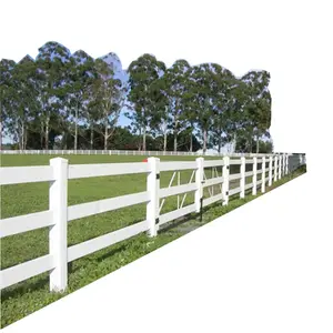 China production plastic white vinyl cattle and sheep farm fence thick type 2 rail 3 rail PVC farm fence for horse