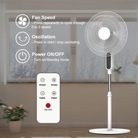 Ventilateur sur pied à oscillation mécanique de haute qualité, 16 pouces, base croisée, plastique, utilisation en extérieur et en hôtel