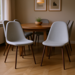 Ensemble de 2 chaises de salle à manger en tissu Db Mid Century Modern, finition gris clair et noyer foncé, pour salon et restaurant - Product Image 2