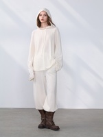 Pull à capuche ample décontracté 100 % cachemire pur pour femme, anti-plis, respirant, doux, chaud, coupe ample, côtelé pour l'hiver