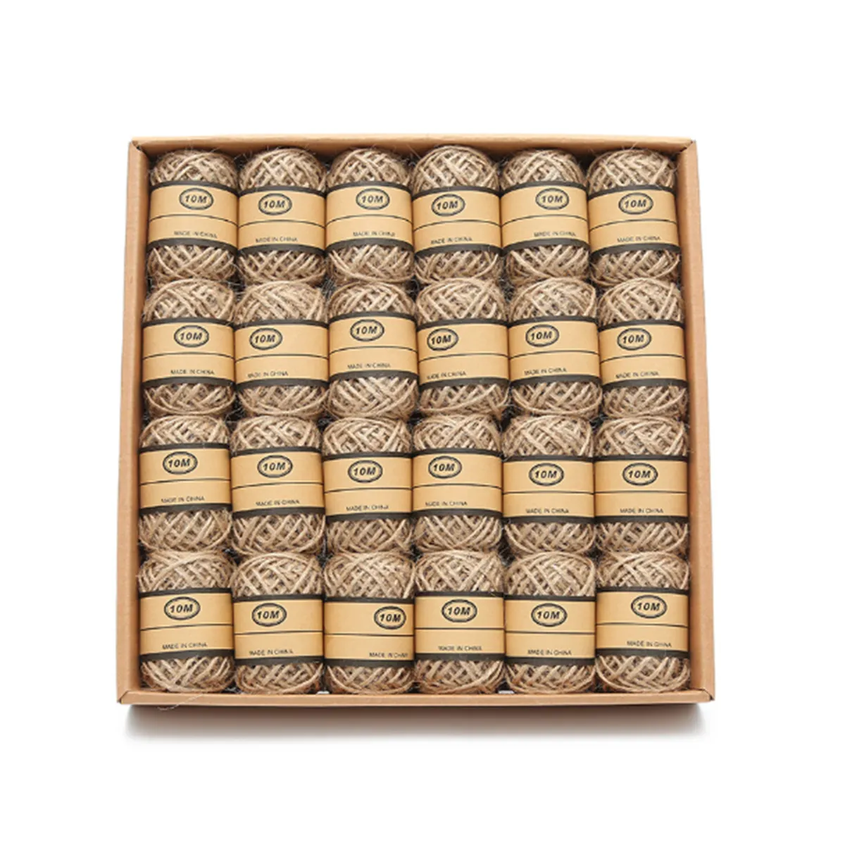 Charmkey packaging jute rope 24 pcs 10 meters natural color 100% hemp yarn for knitting DIY craft free sample customize set