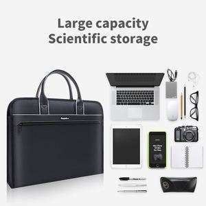 Luxury Oxford Cloth Tote Bag Custom Document Organizer <b>Leather</b> Laptop <b>Briefcases</b> for Men Executive Conference Bags 15.6 Inch - Product Image 4