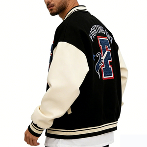 Veste bomber en laine brodée avec patch en chenille Fighting <span class=keywords><strong>Ant</strong></span> Streetwear, veste de baseball d'hiver pour hommes - Product Image 2