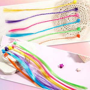 Lot de 36 extensions de cheveux colorées pour filles, à clipser, longueur 33 cm, rose, bleu, violet, orange, vert, jaune, styles tressés et lisses - Product Image 3