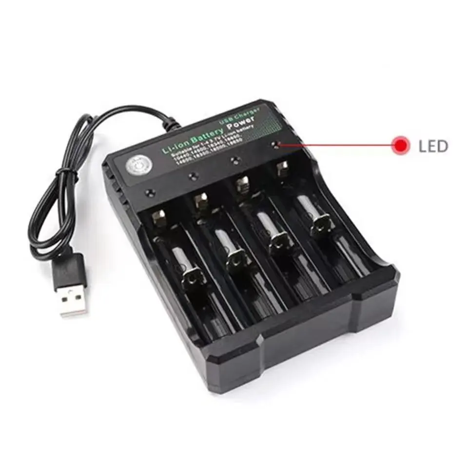 18650 charger 4 slots 4.2V lithium battery USB charger four independent charging smart four charging