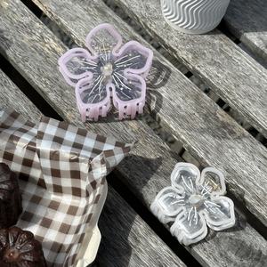 مشبك شعر زوي الجديد على الطراز الكوري بتصميم زهرة من الأسيتات، مشابك شعر كبيرة شفافة وملونة مزينة بالأحجار الكريمة للفتيات - Product Image 2