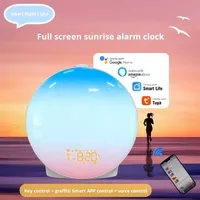 Sonnenaufgang-Wecker BT-Lautsprecher Tuya Smart Control FM-Radio Farbiges Nachtlicht Weißes Rauschen für Schlafzimmer OEM Individuelles Logo