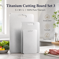 Titanium Snijplank Set 3 (S + M + L) 100% Puur Titanium Keuken Dubbelzijdige Snijplank Vlees Groenten Kaasbrood