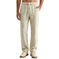 Pantalon décontracté grande taille pour hommes Taille élastique Lin de sport respirant en lin de coton Pantalon actif pour hommes