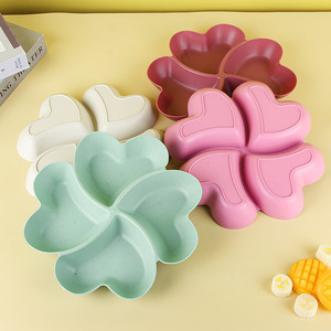 Piedras Paja DE TRIGO Caja de dulces múltiples Trébol de cuatro hojas Platos de frutas en forma de corazón Plato Bandejas de organización de almacenamiento de cocina