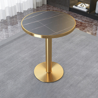 Table de salle à manger carrée moderne pour usage commercial, plateau en pierre frittée, pieds en acier inoxydable doré, durable, facile à nettoyer, pour restaurant et hôtel