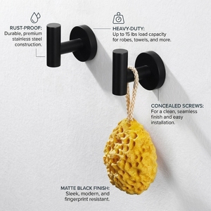 Gancho para Batas de Acero Inoxidable, Montado en Pared, Níquel Cepillado, Autoadhesivo, Sin Taladro, Colgador de Toallas de Cocina, Capacidad 15kg - Product Image 2