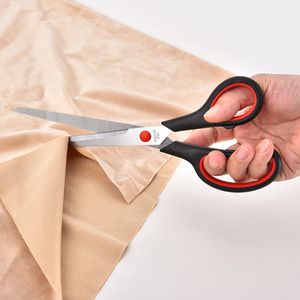 Ciseaux ménagers en acier inoxydable, ensemble de 5 pièces, manche noir et rouge, tête droite, pour la couture à domicile, l'artisanat - Product Image 4