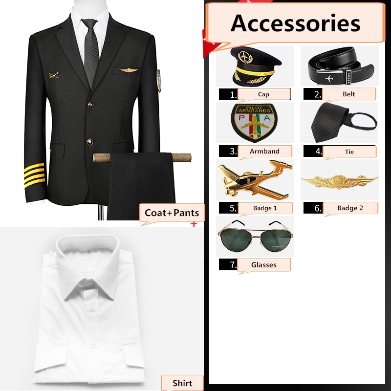 Cappotto 1+Pantaloni+Camicia+Cappello+6 accessori