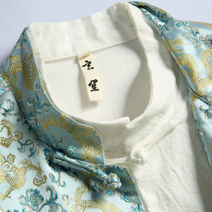 Herfst Nieuwe Heren <span class=keywords><strong>Chinese</strong></span> Stijl Tang Pak Katoenen Linnen Jacquard Jas Met Verbeterde Retro Nationale Trend Kraag Shirt - Product Image 2