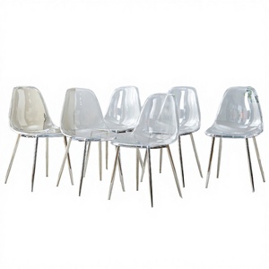 Ensemble de 6 chaises de salle à manger modernes écologiques en plastique, sièges transparents, pieds en métal, chaises de salle à manger convertibles Oehome UP-PD11 - Product Image 2