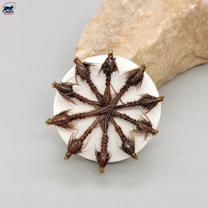 Lot de 5 mouches artificielles <span class=keywords><strong>nymphe</strong></span> queue de faisan nouées à la main, PTN, mouches humides coulantes avec plumes d'autruche pour la pêche à la truite et <span class=keywords><strong>au</strong></span> grayling, taille 12 #   14 # - Product Image 2
