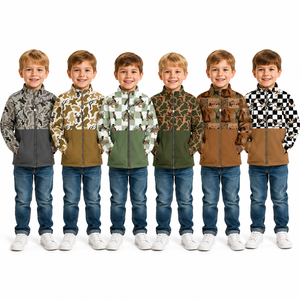 Sweat-shirt personnalisé en coton imprimé camouflage avec poches zippées pour bébés garçons – Vêtements d'automne tendance pour enfants en gros - Product Image 1
