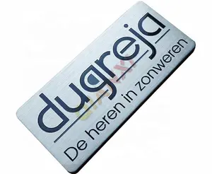 Placa de metal emblema em aço inoxidável, placas de nome de logotipo
