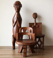Chaise de chef en bois massif faite à la main, style tribal africain créatif, chaise de loisirs, mobilier de maison, chaise d'art pour chambre et appartement