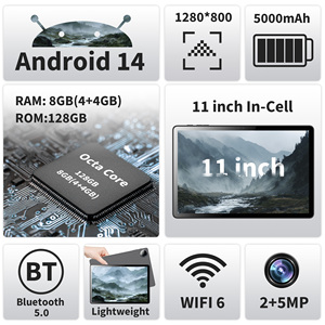 Alta velocità <span class=keywords><strong>11</strong></span> <span class=keywords><strong>pollici</strong></span> A523 Android 14 <span class=keywords><strong>Tablet</strong></span> 4GB 128GB 1280*800 Incell <span class=keywords><strong>Tablet</strong></span> Wifi 6 <span class=keywords><strong>Tablet</strong></span> PC con doppia fotocamera - Product Image 2