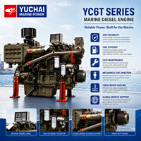 Moteur diesel marin turbo 6 cylindres YUCHAI série YC6T 279-396 kW 380-540 CV 1200-1800 tr/min 16,35 L pour bateaux de pêche, bateaux de travail et remorqueurs