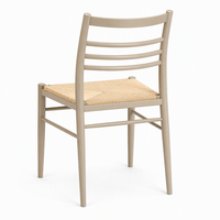 Chaise de salle à manger moderne avec dossier en échelle et assise tressée sans accoudoirs pour cuisine, café, restaurant