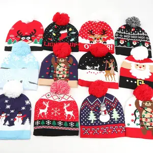 Autunno e inverno nuovi cappelli Unisex caldi lavorati a maglia con ricamo personalizzato Logo berretto natalizio berretto invernale Jacquard