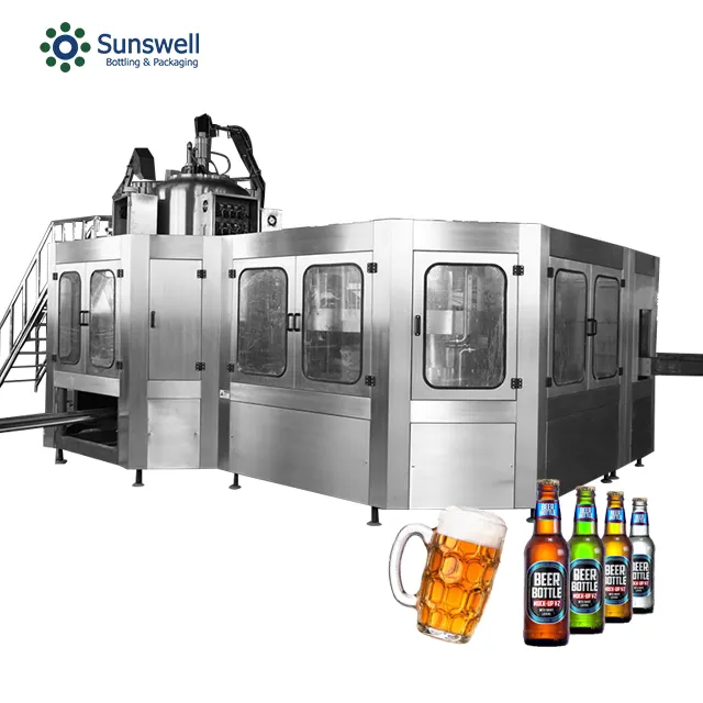 Sunswell السيارات ملء النبيذ تعبئة خط صغير آلة ملء زجاجات البيرة