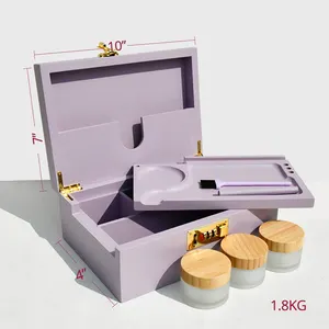 Youlike di bambù vassoio di rotolamento con coperchio più scomparti, scatola di scorta artigianale, tabacco accessori per l'organizzazione