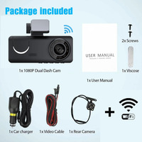 Dash Cam Avant et Arrière Triple Caméra Enregistreur de Conduite avec WIFI Caméra Vidéo Voiture Boîte Noire Caméra de Voiture